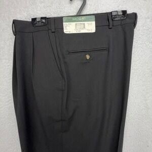 Racquet Club Dress Pants Mens 42‎ Reg Black Pleated Wool Blend NWT READ